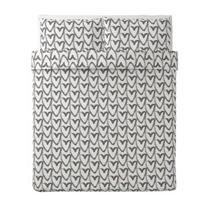 IKEA LYKTFIBBLA Heart Duvet Cover & Pillowcases for Full/Queen